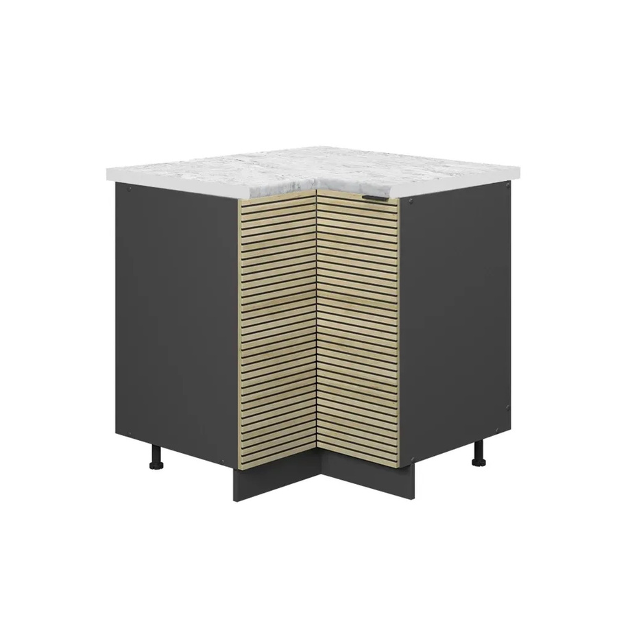 Vicco Eckunterschrank Fame-Line in Anthrazit und Eiche mit Marmor-Weißer Arbeitsplatte, Höhe: 87 cm - Bild 2