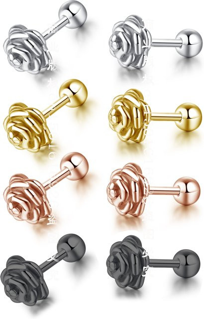 XUBCHC Ohrstecker Edelstahl, Silber, Damen, Blume - Bild 1