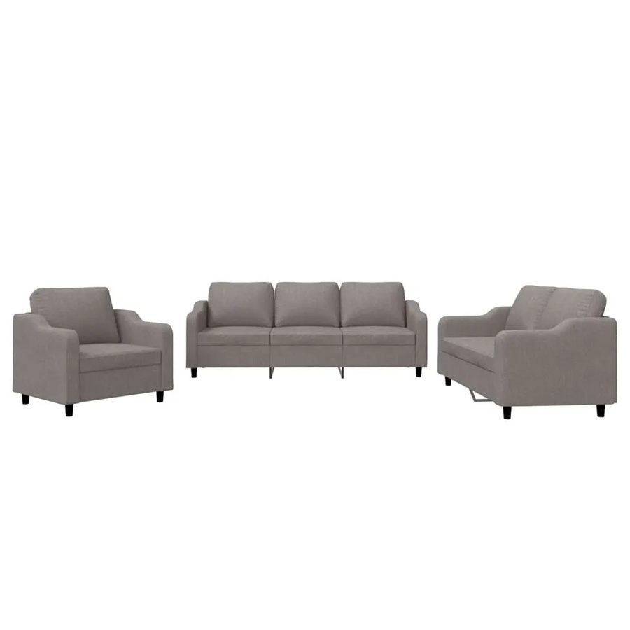 vidaXL Sofagarnitur 4-teilig mit Kissen in Taupe und Grau aus Stoff - Bild 2