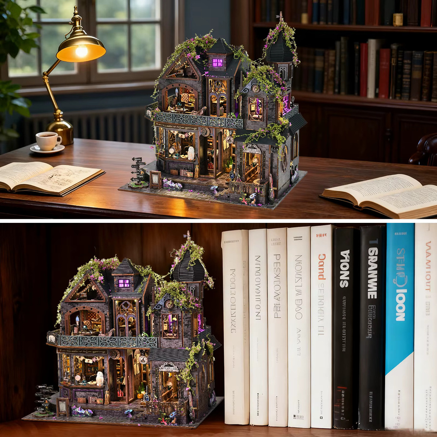 ASLOWSNAIL Magic Castle Buchecke Kit, 3D DIY Holzpuzzle, Holz, Fantasy - Bild 4
