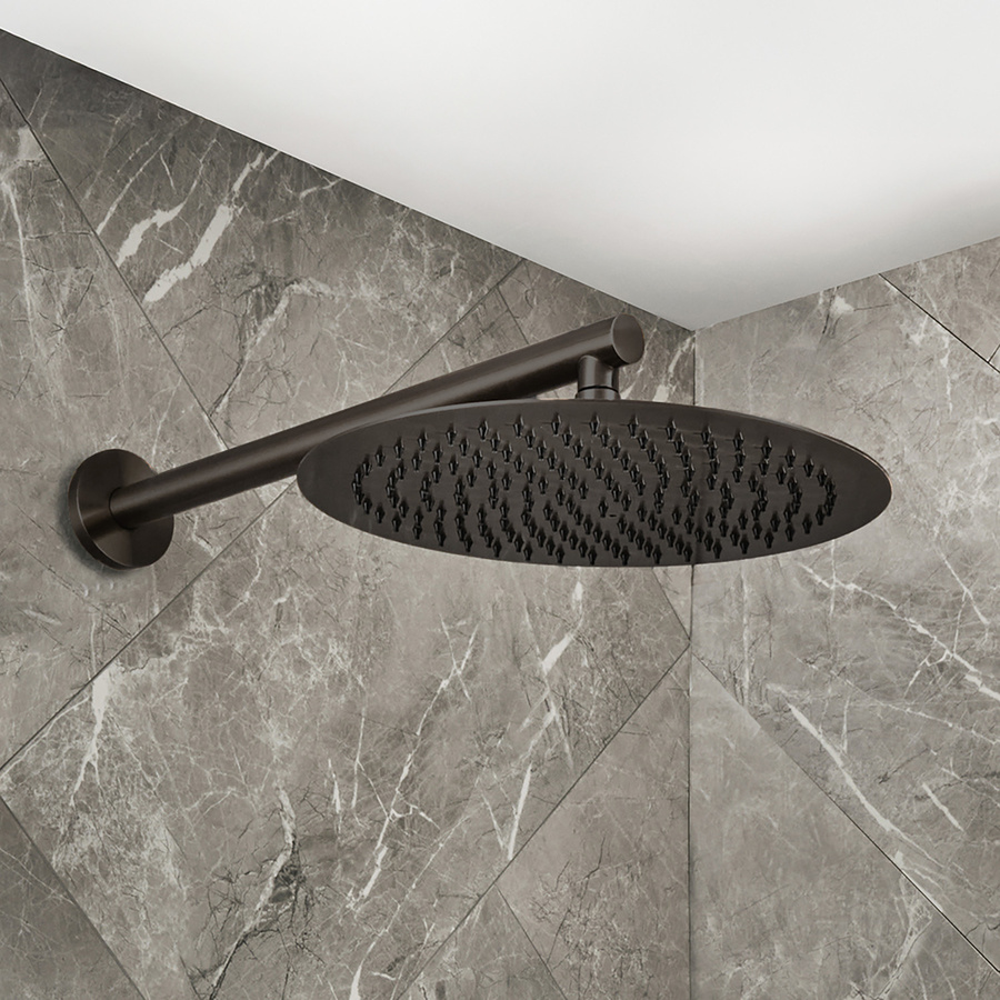 HudsonReed Regendusche Rund mit Wandarm und Anti-Kalk-Funktion, Durchmesser: 30 cm, Farbe: Gunmetal - Bild 1