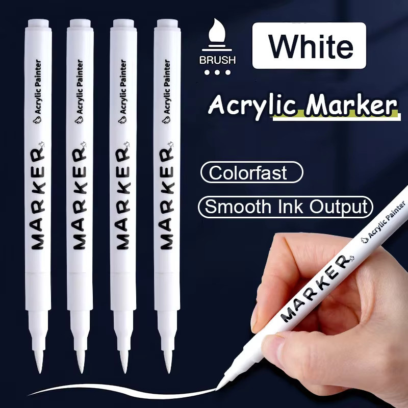 Weißer Acrylmarker zum Skizzieren, Hervorheben und Malen mit Pinselspitze für Studenten und Erwachsene - Bild 3