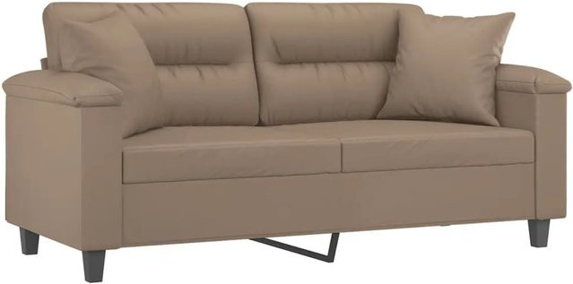 vidaXL 2-Sitzer-Sofa in Braun mit Zierkissen aus Kunstleder und Metallrahmen für dein Wohnzimmer - Bild 1