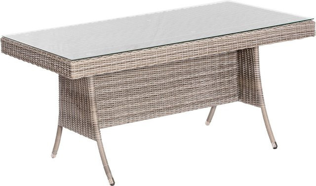 Merxx Ausziehtisch Teneriffa rechteckig aus Aluminium und Sicherheitsglas in Beige B/H/T: 90 x 76 x 160 cm - Bild 1