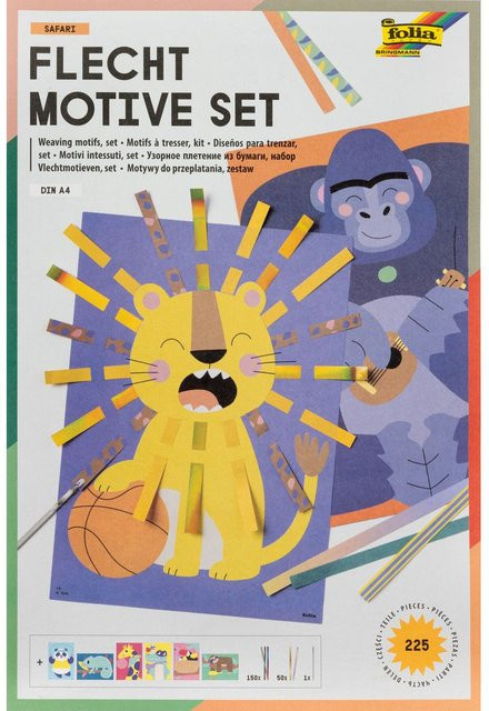 folia Flechtmotive-Set Safari Tiermotive Papier Bunt - Bild 1