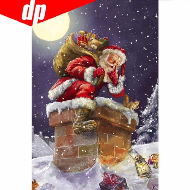 FIYO DIY Diamantmalerei Weihnachtsmann als Kreuzstich Stickerei in Grau und Multicolour, B/H: 20 x 30 cm - Bild 1