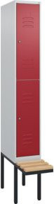 C+P Doppelstock-Spind Classic PLUS Sitzbank mit 1 Abteil und Zylinderschloss, Sitzfläche aus Buche-Hartholz, B/T/H: 212,0 x 30,0 x 81,5 cm - Bild 1