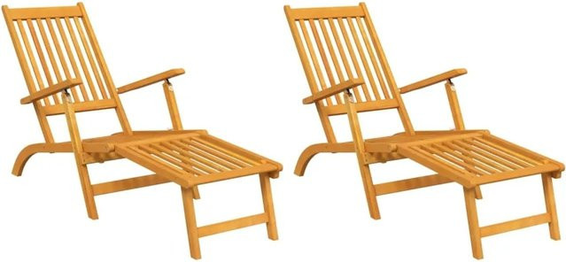 vidaXL Terrassenstühle Set aus Massivholz Akazie in Braun mit verstellbarer Kopfstütze und Fußstützen - Bild 1