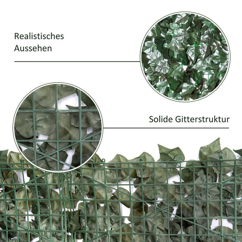 Outsunny Künstliche Hecke aus Kunststoff in Grün, Höhe: 100 cm, Breite: 240 cm - Bild 2