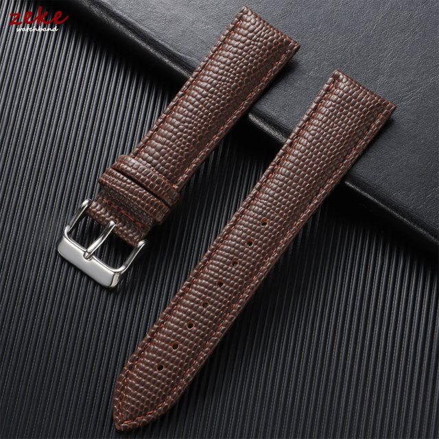 crazyband Uhrenarmband Kalbsleder, Eidechsenmuster, Braun, Schwarz, Herren & Damen - Bild 1