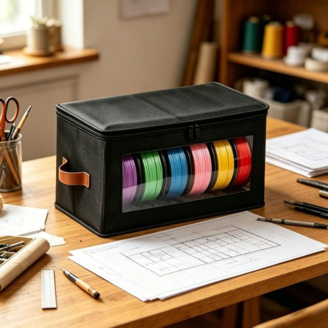 Staubdichte Aufbewahrungstasche für 3D-Drucker-Filament aus Oxford-Stoff mit transparentem Fenster in Schwarz - Bild 1