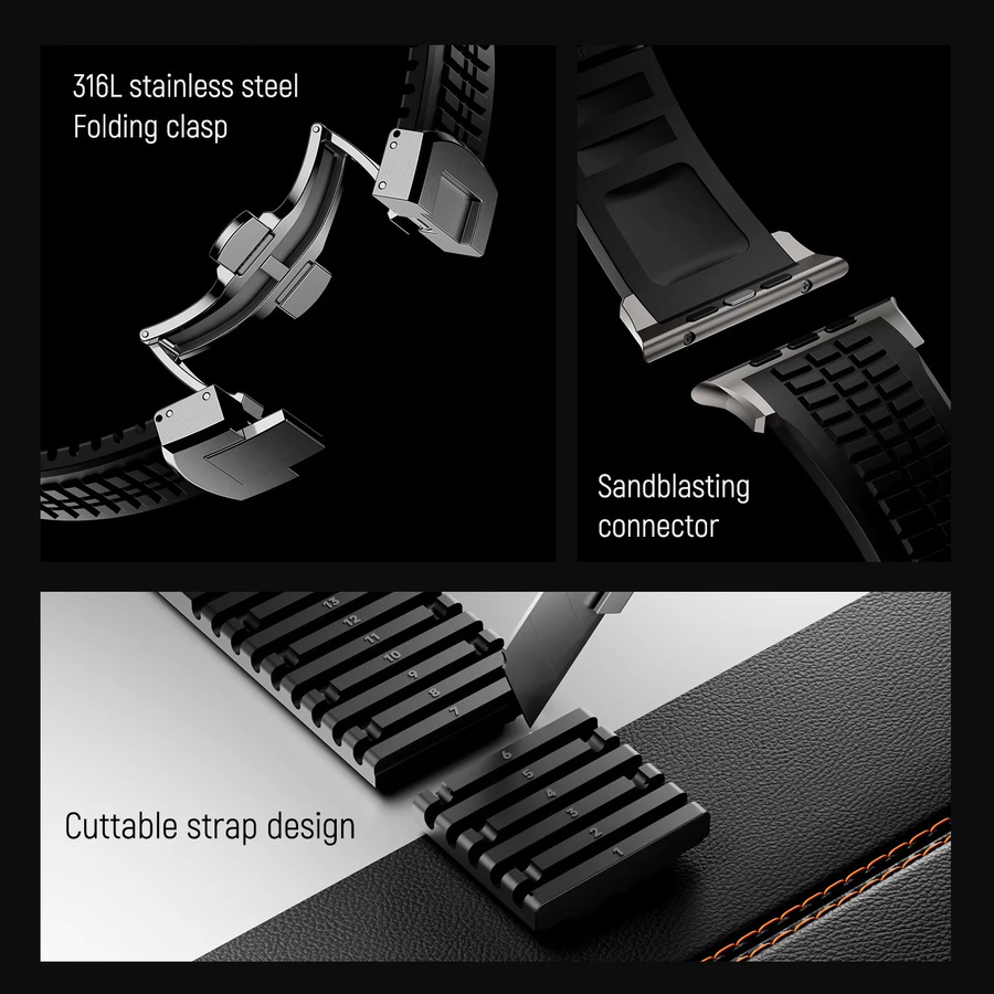 Uhrenarmband Silikon, Schwarz, Unisex - Bild 4
