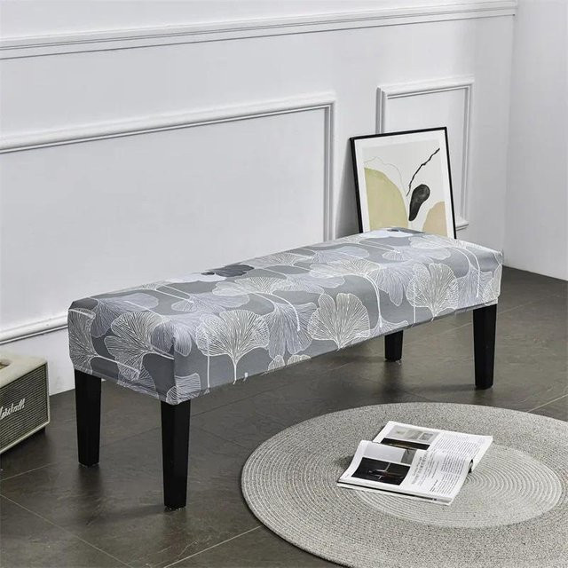 Stretch Banküberzug mit Blumenmuster in Grau und Multicolour für Hocker und Klavierhocker - Bild 1
