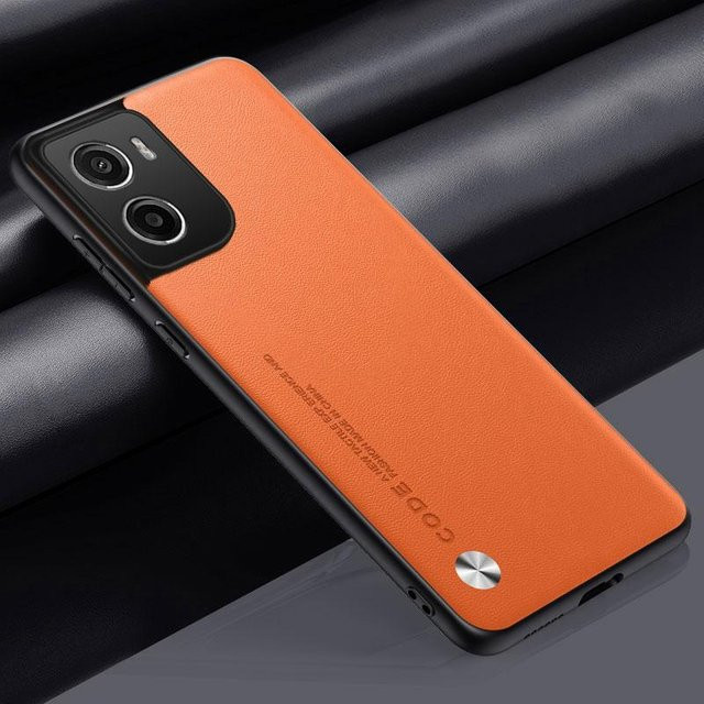 Stoßfeste PU Lederhülle für Motorola Moto G06 in Orange mit mattem Silikon-Vollschutz - Bild 1