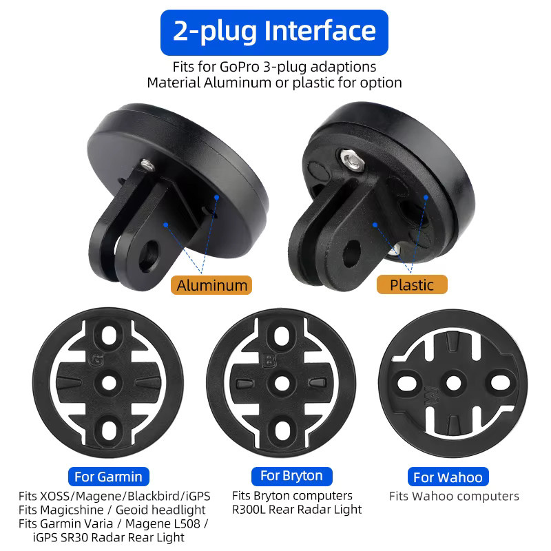 Deemount Richtungsverstellbarer Adapter in Schwarz für Garmin Bryton Wahoo Computer, hinteres Radarlicht und Magicshine Scheinwerfer-Sportkamera - Bild 2