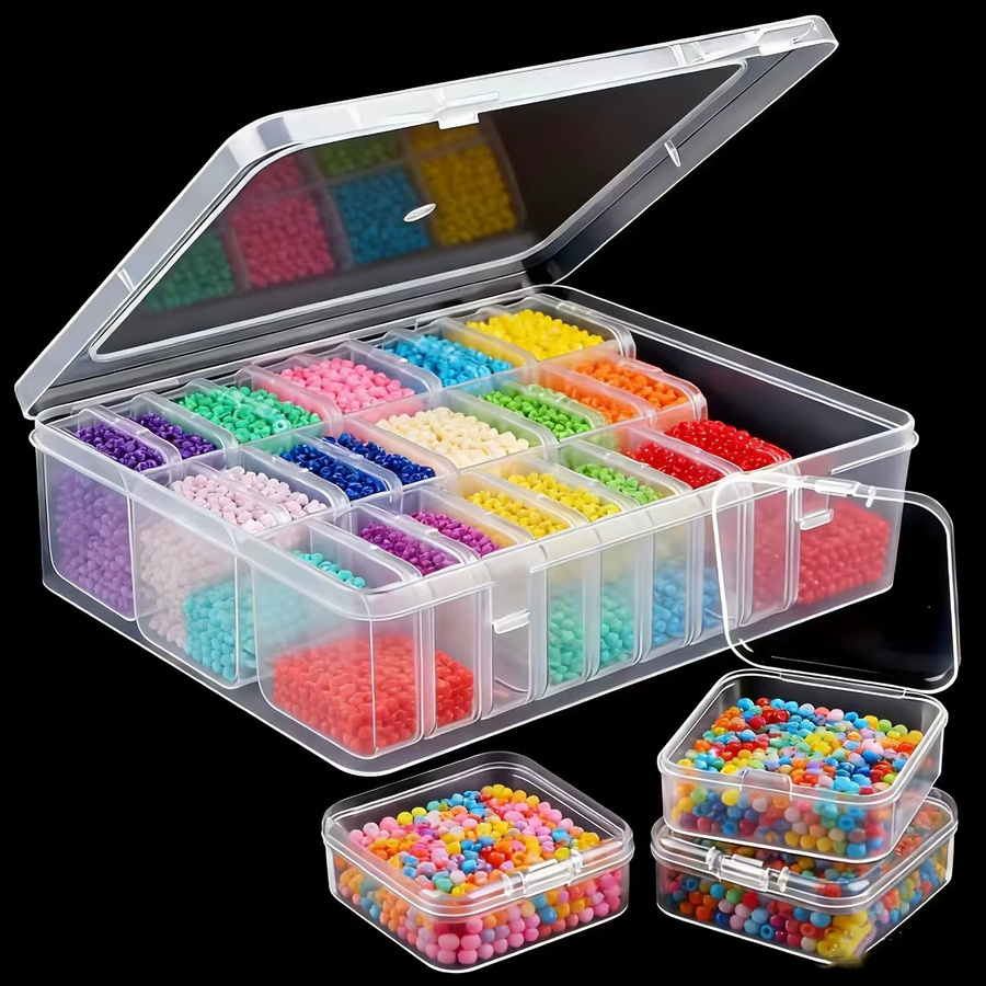 2 Sets transparente Schmuckboxen aus Kunststoff mit 60 kleinen Innenboxen und 2 großen Außenboxen zur Aufbewahrung für deinen Schreibtisch - Bild 3