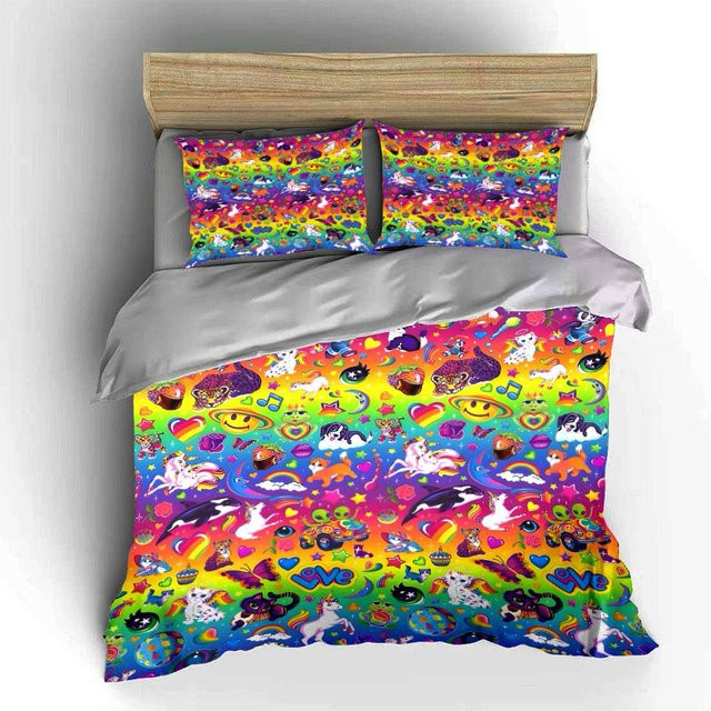 Regenbogen Fantasy 3-teiliges Bettwäscheset aus Mikrofaser, Mehrfarbig, B/H: 200 x 200 cm - Bild 1