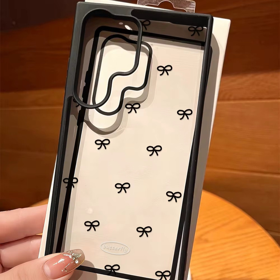 Schwarze Handyhülle mit Schleifen und Lanyard für Samsung Galaxy S26 Ultra, S25 Ultra, S24 FE, S23, A56 5G, A55, A54, A36, A17, A16, A07, A06 Case - Bild 2