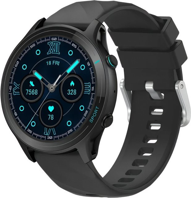 Smartwatch Titmo O-100 Call in Schwarz mit Bluetooth, Herzfrequenzmessung, SpO2-Sensor und Schlafüberwachung - Bild 1