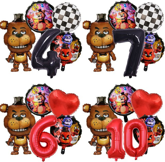 Potdemiel Five Nights at Freddy's Zahlenballons-Set aus Aluminiumfolie für deine Geburtstagsparty in Mehrfarbig - Bild 1