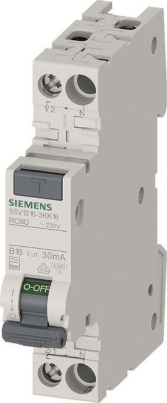 Siemens Indus.Sector RCBO FI/LS-Schalter kompakt Typ F, 30mA, B16, grau, 5SV1316-3KK16 - Bild 2