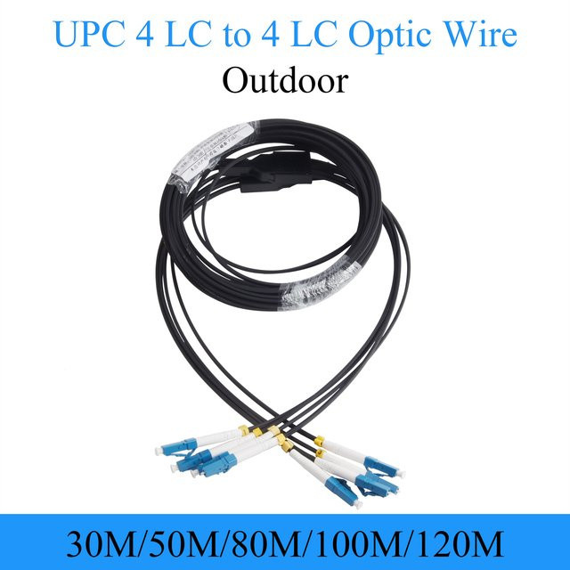 LYNNDM Singlemode Glasfaserkabel 4*LC/UPC zu 4*LC/UPC 4-adriges optisches Außenkabel Patchkabel, Farbe: Schwarz - Bild 1