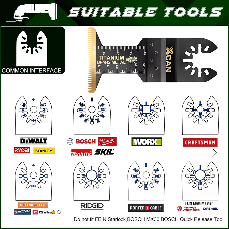 XCAN Bimetall-Titan Multitool-Sägeblätter für Holz, Kunststoff und Metall, 44 mm oszillierende Sägeblätter mit Schnellverschluss - Bild 5