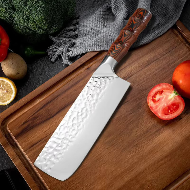 GuanQi Handgeschmiedetes Hackmesser aus Silber mit Holzgriff, Breite: 6,0 cm, Höhe: 30,3 cm - Bild 5