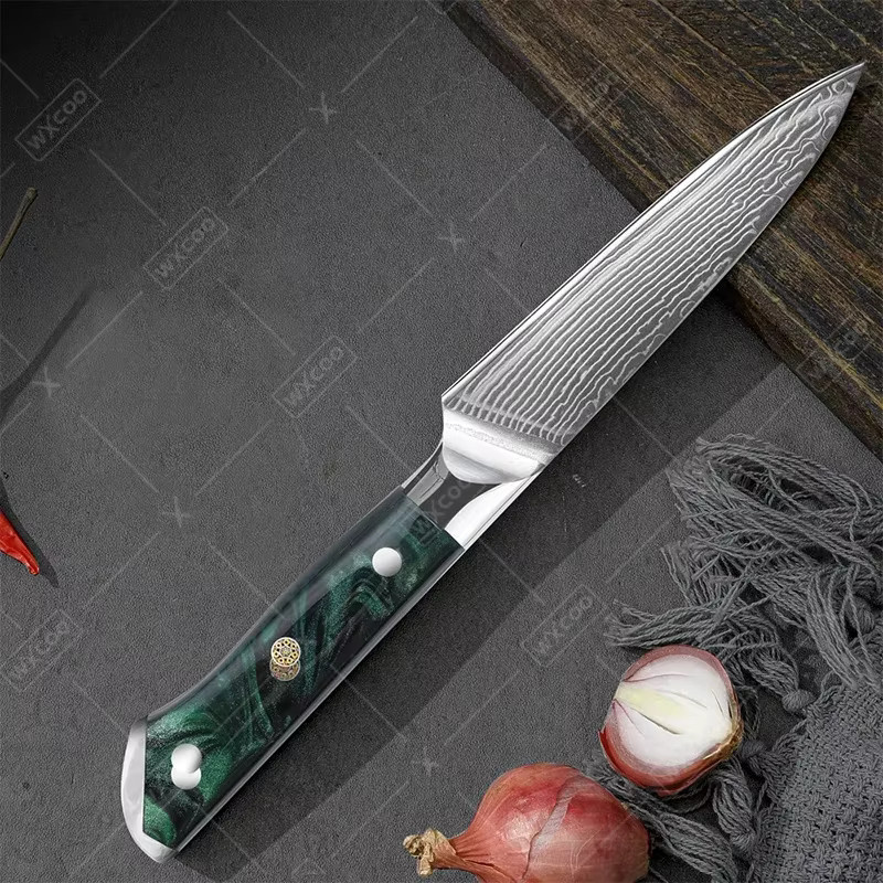 WXCOO Profi Kochmesser aus silberfarbenem Damaststahl, handgeschmiedetes japanisches Küchenmesser für Fleisch, Gemüse und Obst - Bild 5