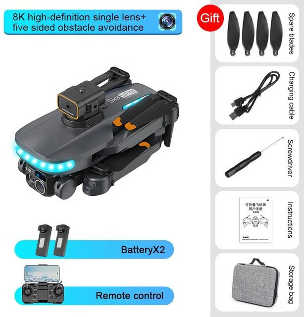 LYZRC P14 Mini Drohne 8K 5G GPS mit Dual Kamera und Hindernisvermeidung, faltbarer Quadcopter in Schwarz - Bild 1