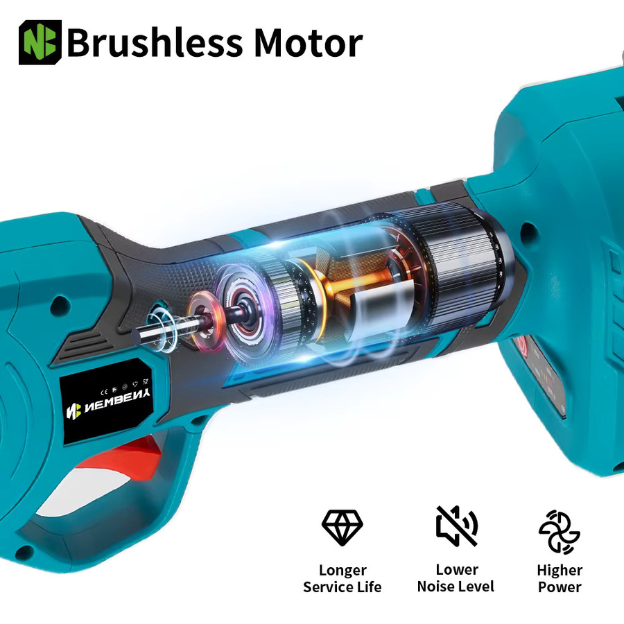 NEWBENY Bürstenloser elektrischer Astschneider 1800W, kabelloser Handschneider mit 4 Gängen für Sträucher und Bäume, kompatibel mit Makita LXT Akkus - Bild 4