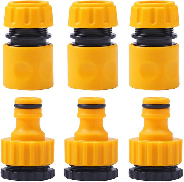 Pengliu 6er Set Gartenschlauch Schnellkupplung Adapter aus ABS mit 1/2 Zoll Doppelstecker für Schlauchverbindungen - Bild 1