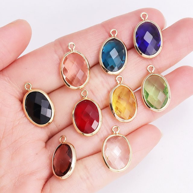 RUWENSHU Anhänger, Kristall, Glas, Oval, Gold, Unisex - Bild 1