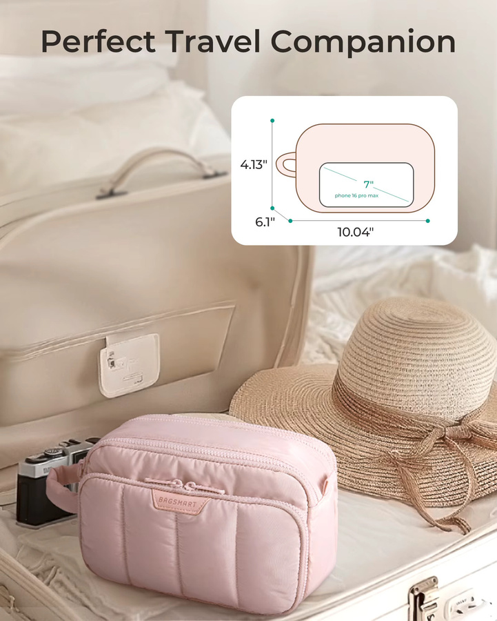 BAGSMART Reise-Make-up-Tasche Kosmetik-Organizer für Toilettenartikel und Zubehör in Schwarz oder Pink - Bild 2