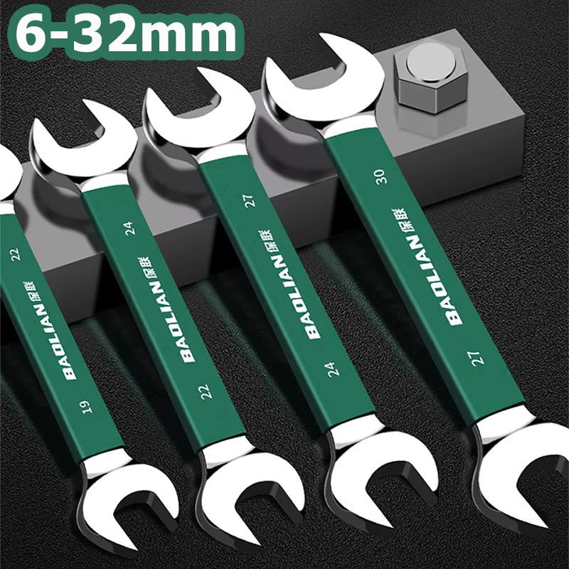 Doppelter Kombinationsschlüssel aus Chrom-Vanadium in Silber, Set 6-32mm - Bild 5