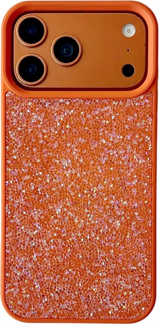 NMEGOU Glitzer Diamant Handyhülle für iPhone 17 Air 16 15 14 13 12 Pro Max Plus Stoßfeste Rückabdeckung für Damen und Mädchen in Orange Multicolour - Bild 1