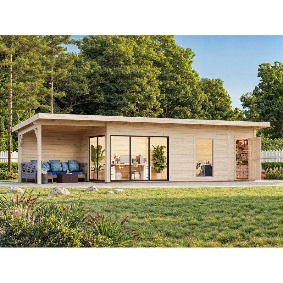 Palmako Gartenhaus Andrea Slide mit Pultdach aus Fichtenholz in Natur - Bild 2