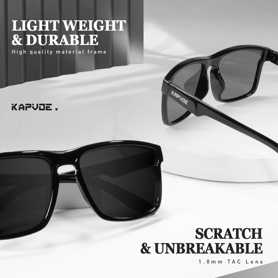 Kapvoe Sportsonnenbrille, Vollrand, Kunststoff, Schwarz, Unisex, polarisiert - Bild 4
