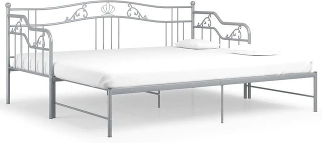 vidaXL Ausziehsofa Bettgestell aus Metall in Grau mit Stoffbezug B/T/H: 90 x 200 cm - Bild 1