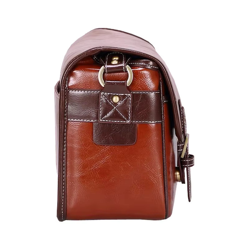 Lightpro Retro Kamera Tasche aus wasserdichtem PU Leder in Braun als Messenger und Schultertasche für Canon Nikon und Sony DSLR Kameras - Bild 3