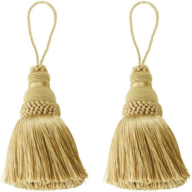2 Stück Goldene Seidenquasten als DIY Deko-Zubehör für Vorhänge und Textilien - Bild 1