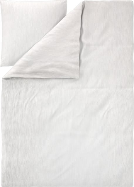 LIVARNO Bettwäsche Musselin aus Baumwolle, Weiß, B/H: 155 x 220 cm mit Kissenbezug 80 x 80 cm - Bild 1