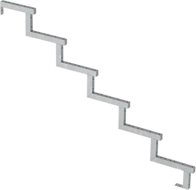 Plus A/S Treppenwange für 6 Stufen aus feuerverzinktem Stahl in Silber, Tiefe: 153 cm, Höhe: 102 cm - Bild 1