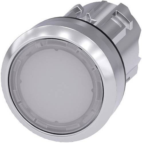 Siemens 3SU1051-0AB60-0AA0 Leuchtdrucktaster mit flachem Betätiger und Metall-Frontring in Weiß und Silber - Bild 1