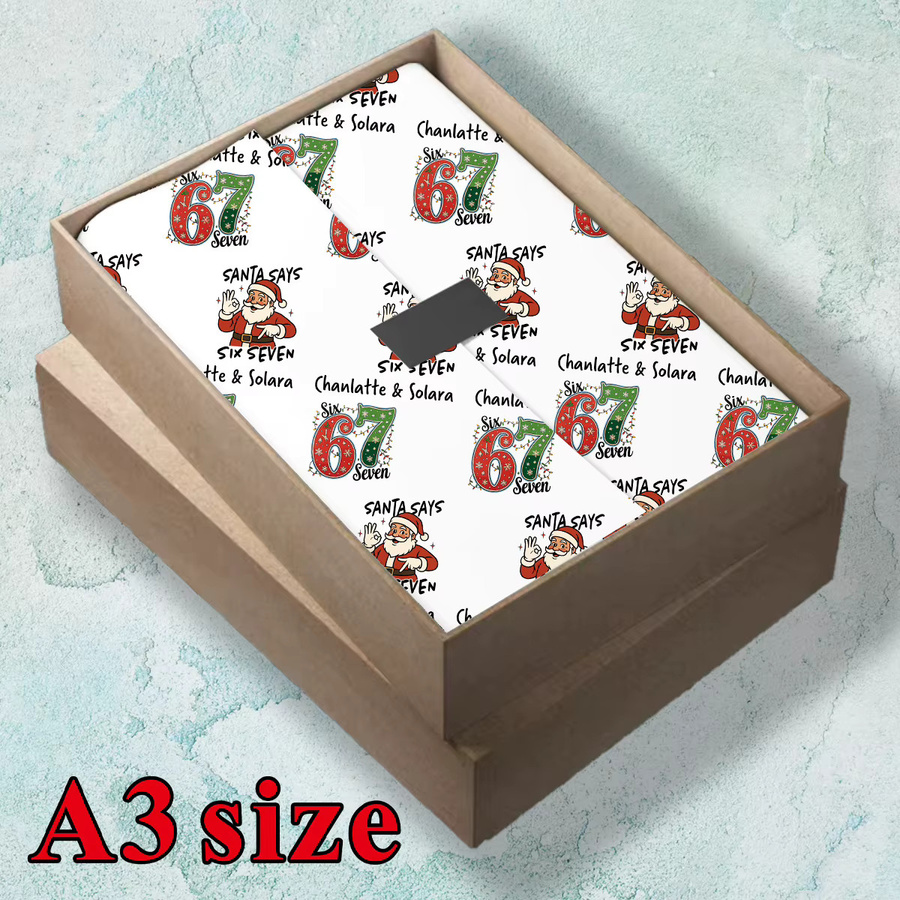 3 Stück personalisiertes Weihnachtsmann Geschenkpapier mit individuellem Namen für DIY-Bastelprojekte und Scrapbooking - Bild 3