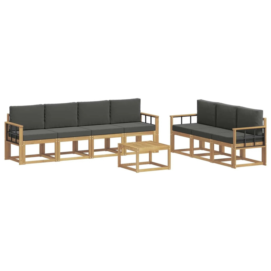 vidaXL Outdoor-Sofagarnitur 7-teilig aus Akazienholz mit Polstern in Anthrazit, Weiß und Grau - Bild 2
