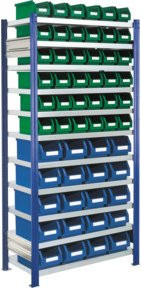 Kappes Steckregal RasterPlan Mod. 14 mit Lagersichtkästen in Blau, B/T/H: 200 x 100 x 40 cm - Bild 1