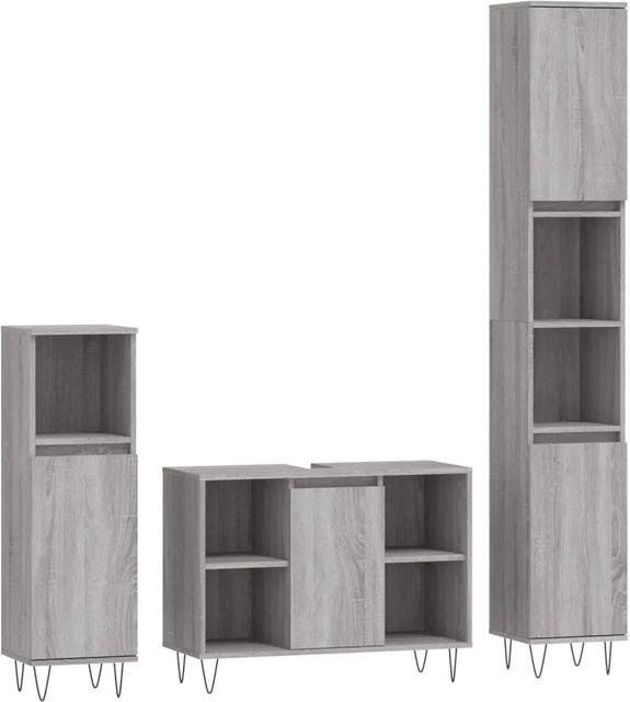 vidaXL 3-tlg. Badmöbel-Set Modell 20 in Sonoma Grau aus Holzwerkstoff und Eisen - Bild 1