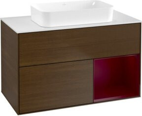V&B Waschtischunterschrank Finion mit Wandbeleuchtung in Peony und Walnut Veneer, Breite: 100 cm, Tiefe: 60,3 cm - Bild 1