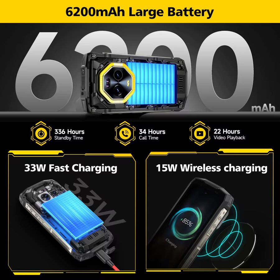 Ulefone Armor Mini 20 Pro 5G Robustes Smartphone in Schwarz mit 4,7 Zoll Display, 64MP Nachtkamera, 256GB ROM, 16GB RAM und 6200mAh Akku, Android 14 - Bild 6
